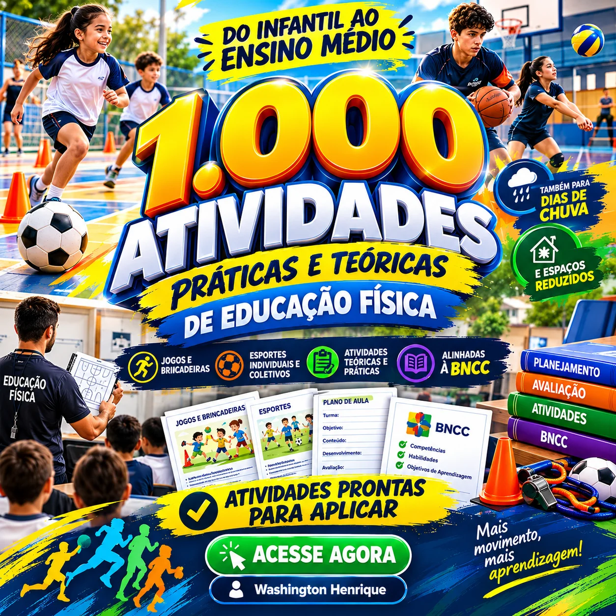 1.000 Atividades Práticas e Teóricas Educação Física — capa do material