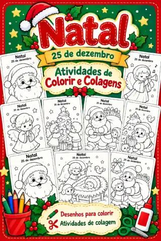 1 a 5 ano Desenhos de Natal prontos para imprimir — capa do material