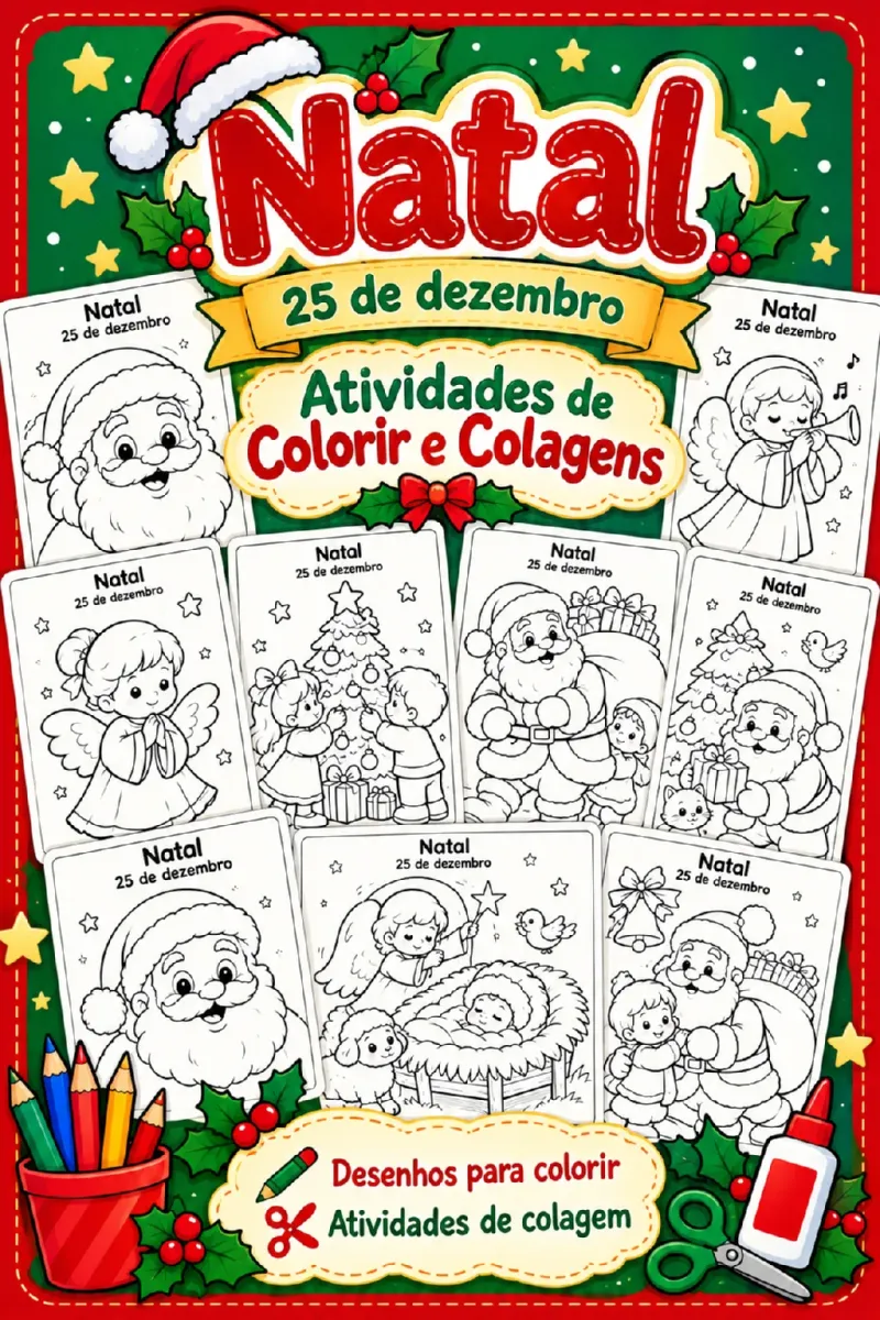 1 a 5 ano Desenhos de Natal prontos para imprimir — Apostilas para Educação Infantil: Coleção de desenhos para atividades…