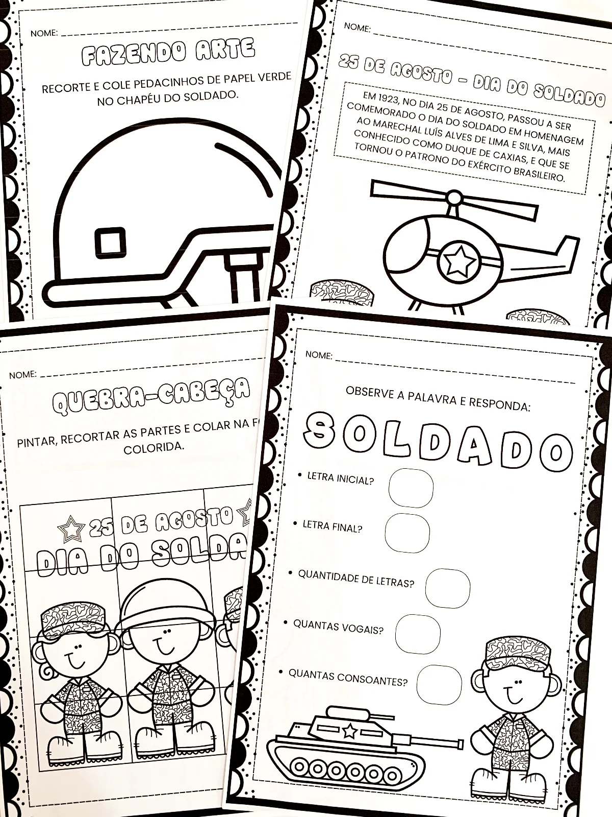 10 Atividades + Binóculo - Dia do Soldado — amostra 3: Atividades para trabalhar o Dia do Soldado com crianças da Educação…