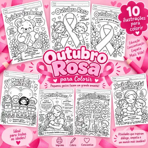 10 Atividades de colorir para o Outubro Rosa. — capa do material