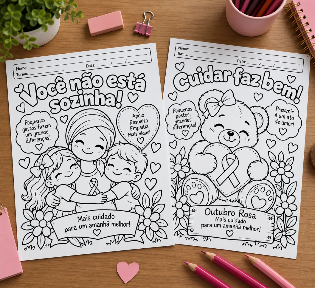 10 Atividades de colorir para o Outubro Rosa. — amostra 4: 0 ilustrações para colorir do Outubro Rosa para trabalhar…