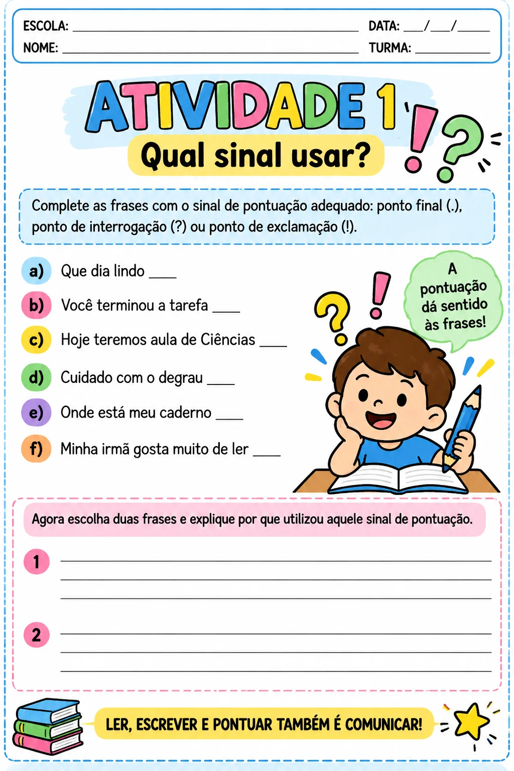 10 ATIVIDADES DE PONTUAÇÃO - ALFABETIZAÇÃO — amostra 1: Este material foi pensado para trabalhar a pontuação de forma…