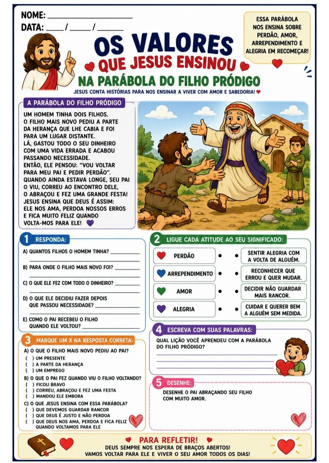 10 atividades de Religião fundamental I Os valores que Jesus ensinou. — amostra 1: 🙏✨ 10 Atividades de Ensino Religioso –…