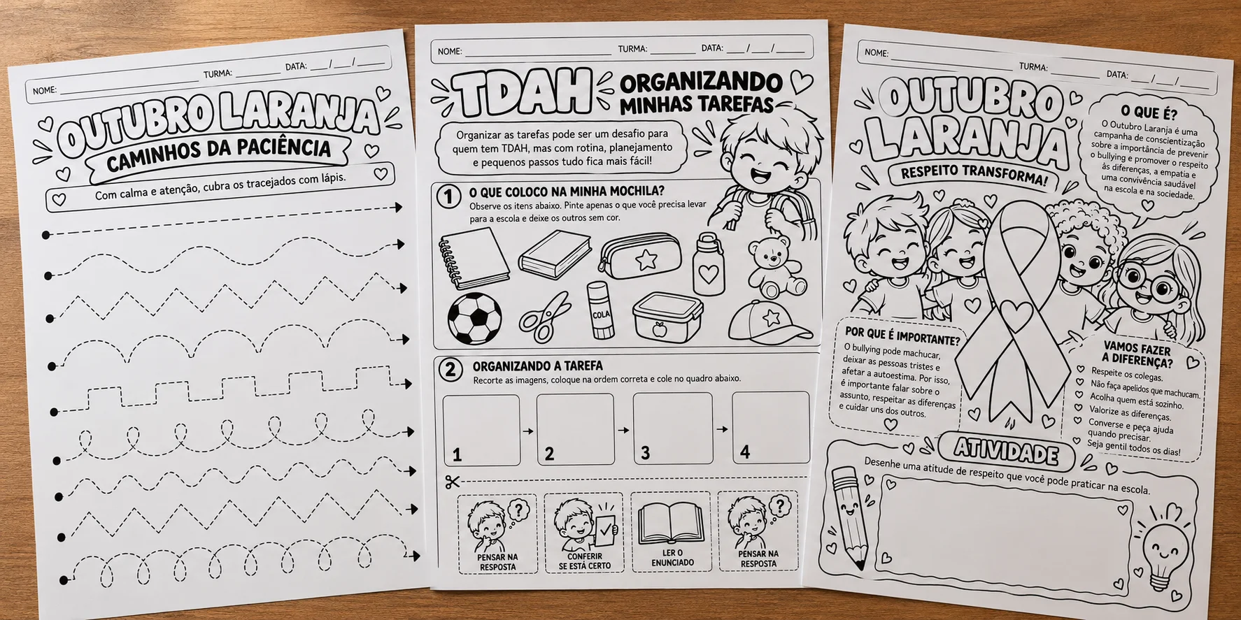 10 Atividades Outubro Laranja para Imprimir: Respeito, Inclusão e TDAH — amostra 1: 10 Atividades de Outubro Laranja para…