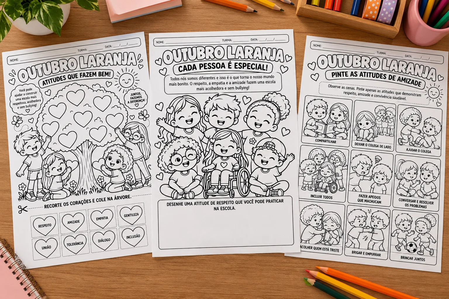 10 Atividades Outubro Laranja para Imprimir: Respeito, Inclusão e TDAH — amostra 3: Objetivos pedagógicos
