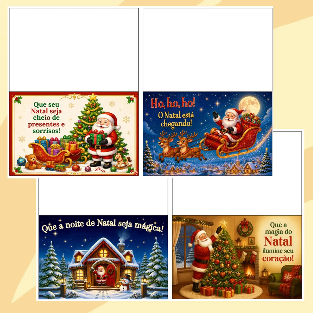 10 Cartões do Papai Noel para Colorir e Presentear — amostra 1: Celebre a magia do Natal com 10 cartões encantadores do…