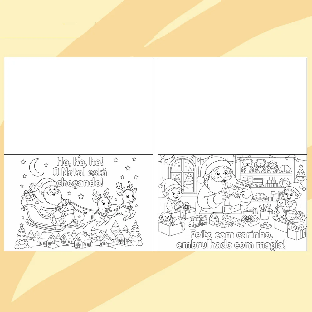 10 Cartões do Papai Noel para Colorir e Presentear — amostra 5: Encante o Natal com 10 cartões do Papai Noel para colorir e…