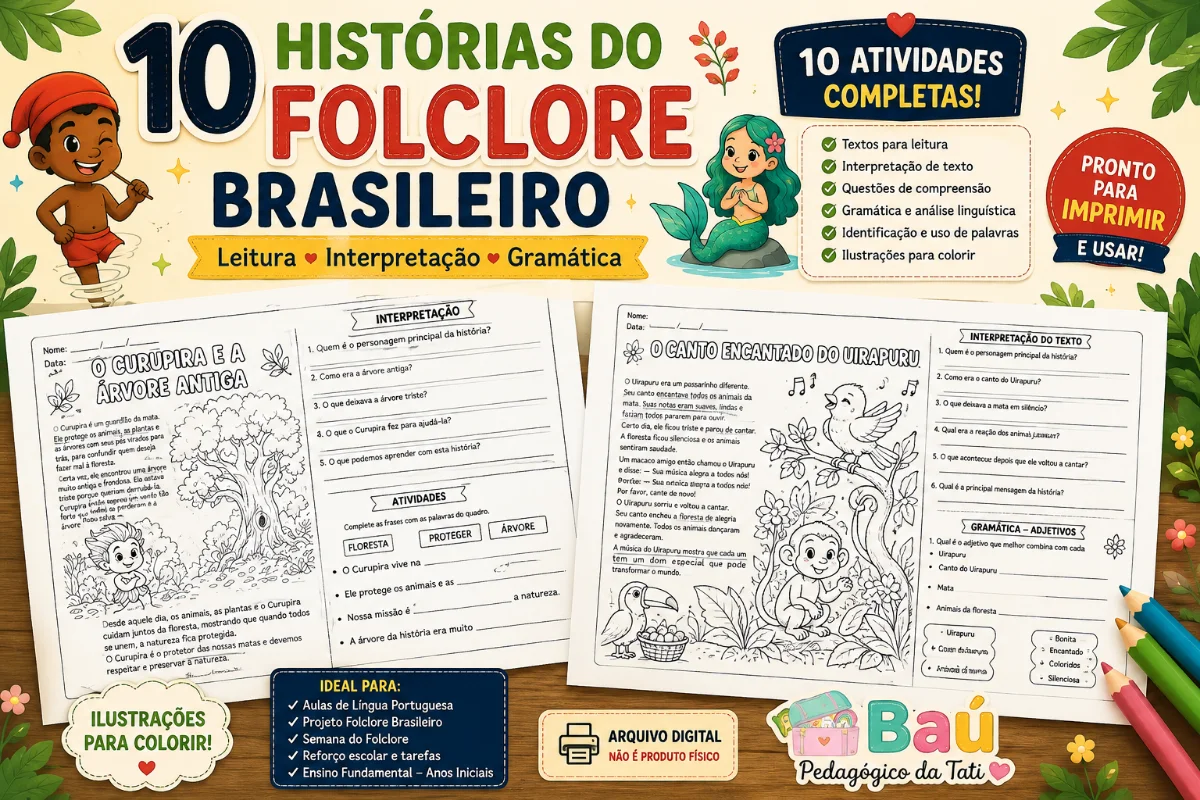 10 Histórias do Folclore Brasileiro – Leitura e Atividades — capa do material