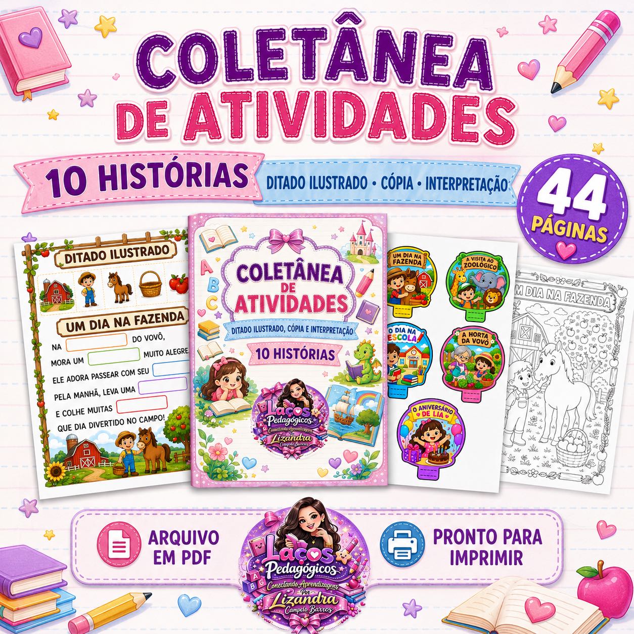 10 Histórias Infantis Ditado, Cópia e Interpretação — capa do material