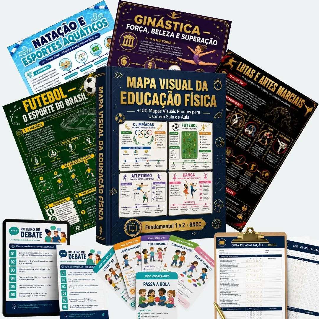 +100 Mapas Visuais de Educação Física Anos Iniciais e Finais⚽ — amostra 4: 🏃‍♂️📚 +100 Mapas Visuais de Educação Física +…