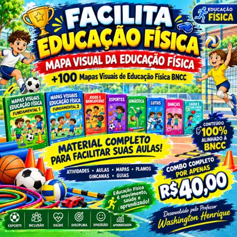 +100 Mapas Visuais de Educação Física Anos Iniciais e Finais⚽ — capa do material
