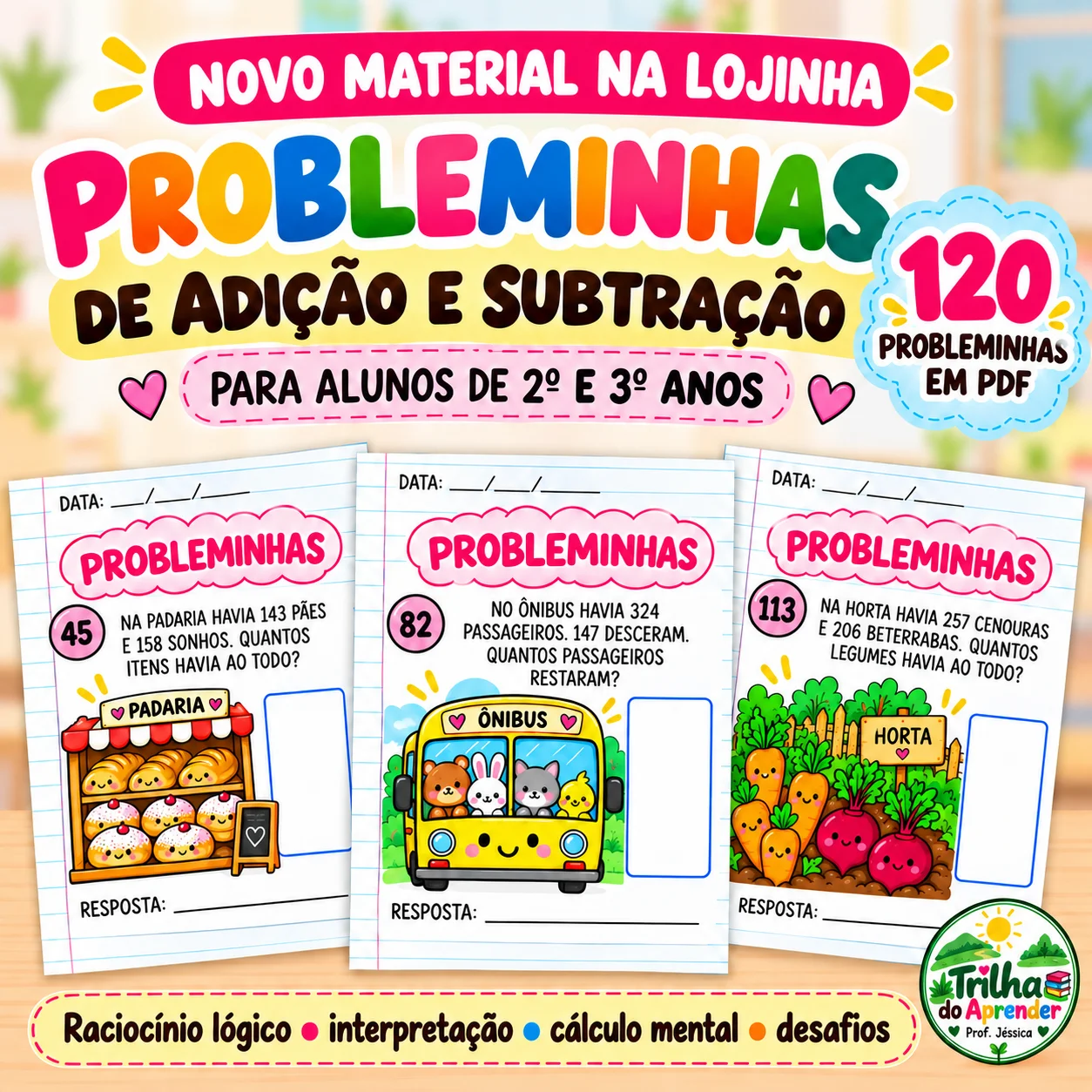 120 Problemas de Adição e Subtração – 2º e 3º anos — capa do material