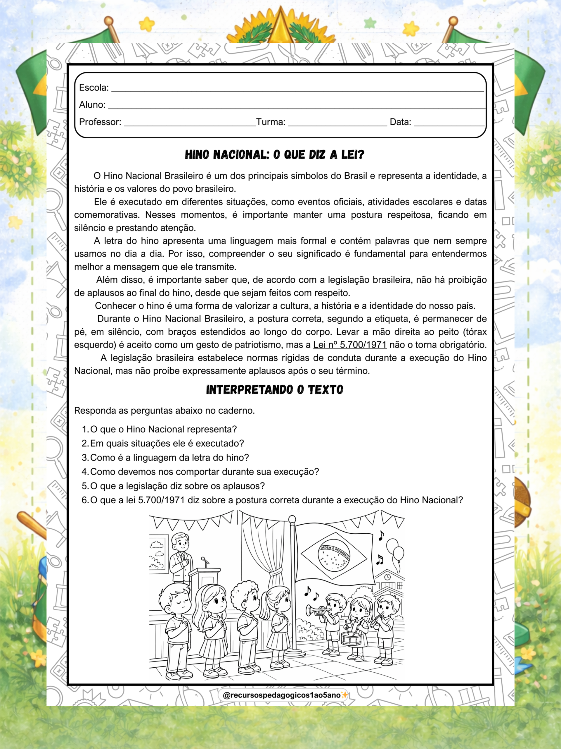 13 de abril – Dia do Hino Nacional Brasileiro – PDF para Imprimir | 5º ano — amostra 3: Para quem é indicado