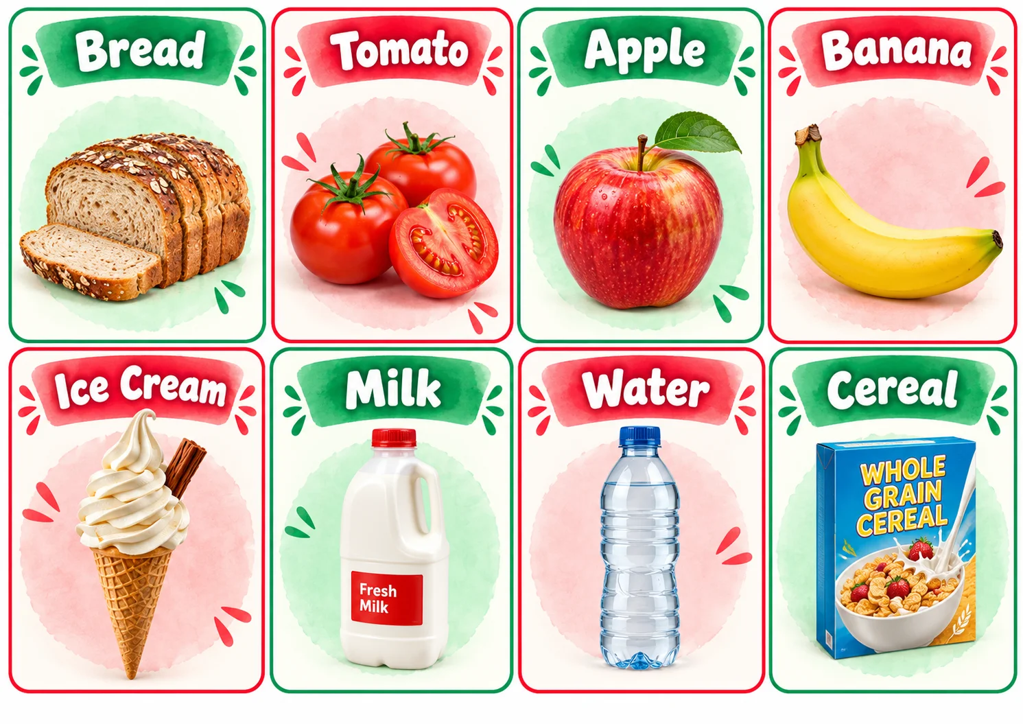 150 Flashcards Inglês para crianças e adolescentes - Imagens Aquarela — amostra 2: O que você encontrará neste material?