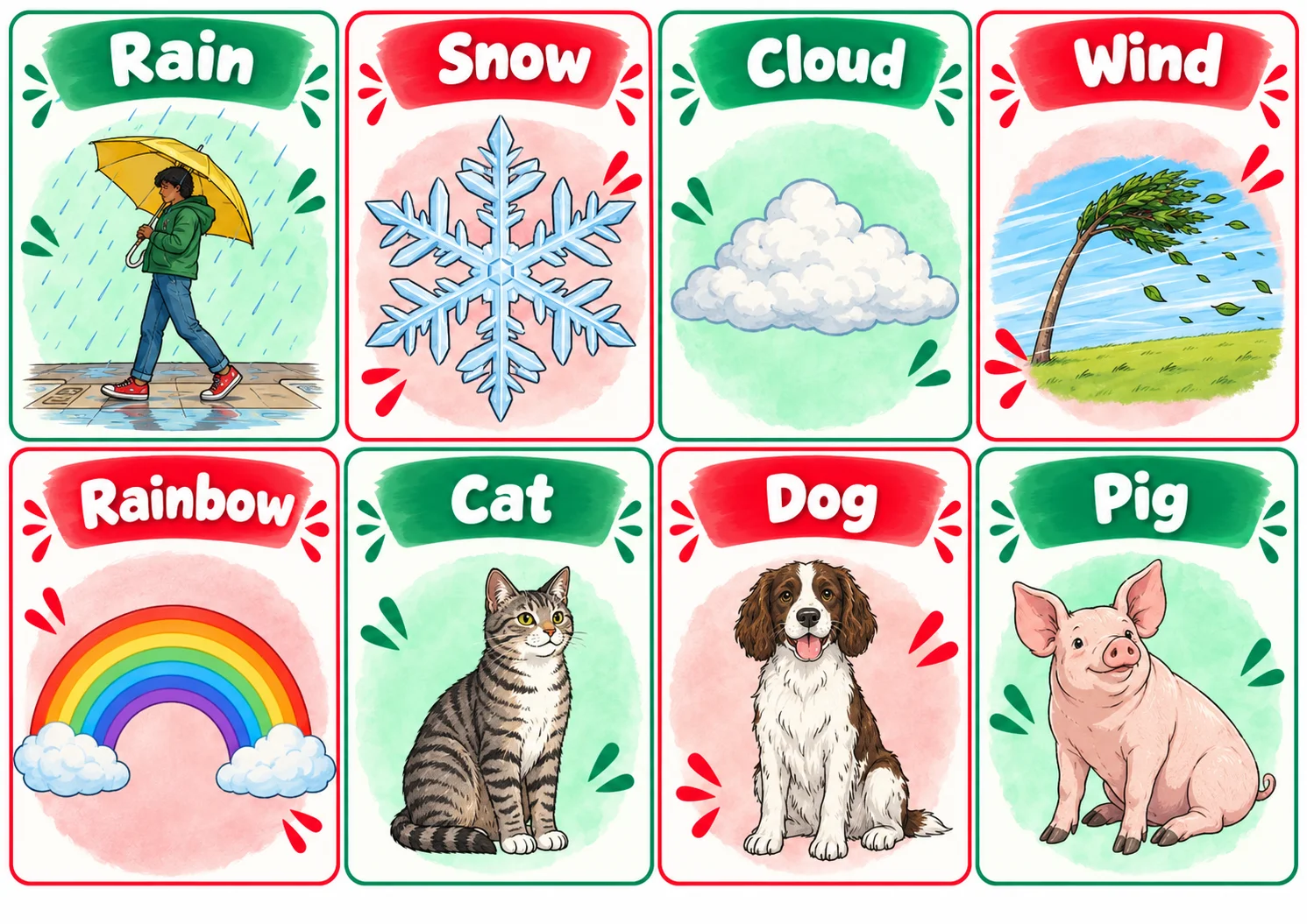 150 Flashcards Inglês para crianças e adolescentes - Imagens Aquarela — amostra 4: Como utilizar o material?