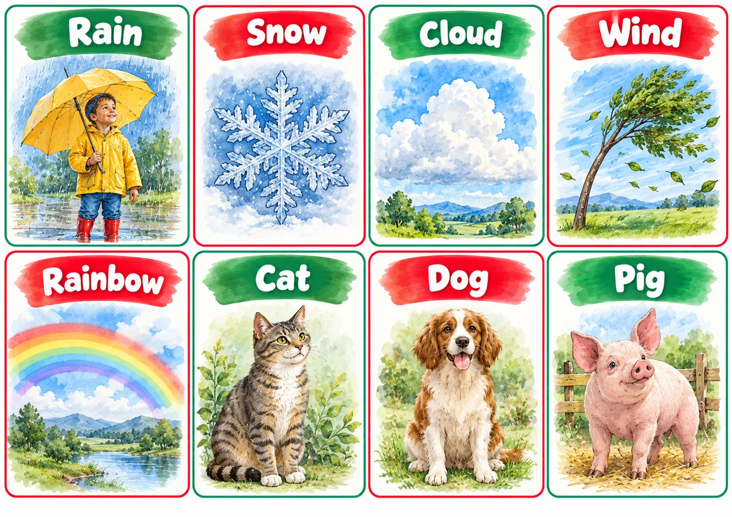150 Flashcards Inglês para crianças e adolescentes - Imagens Aquarela — capa do material