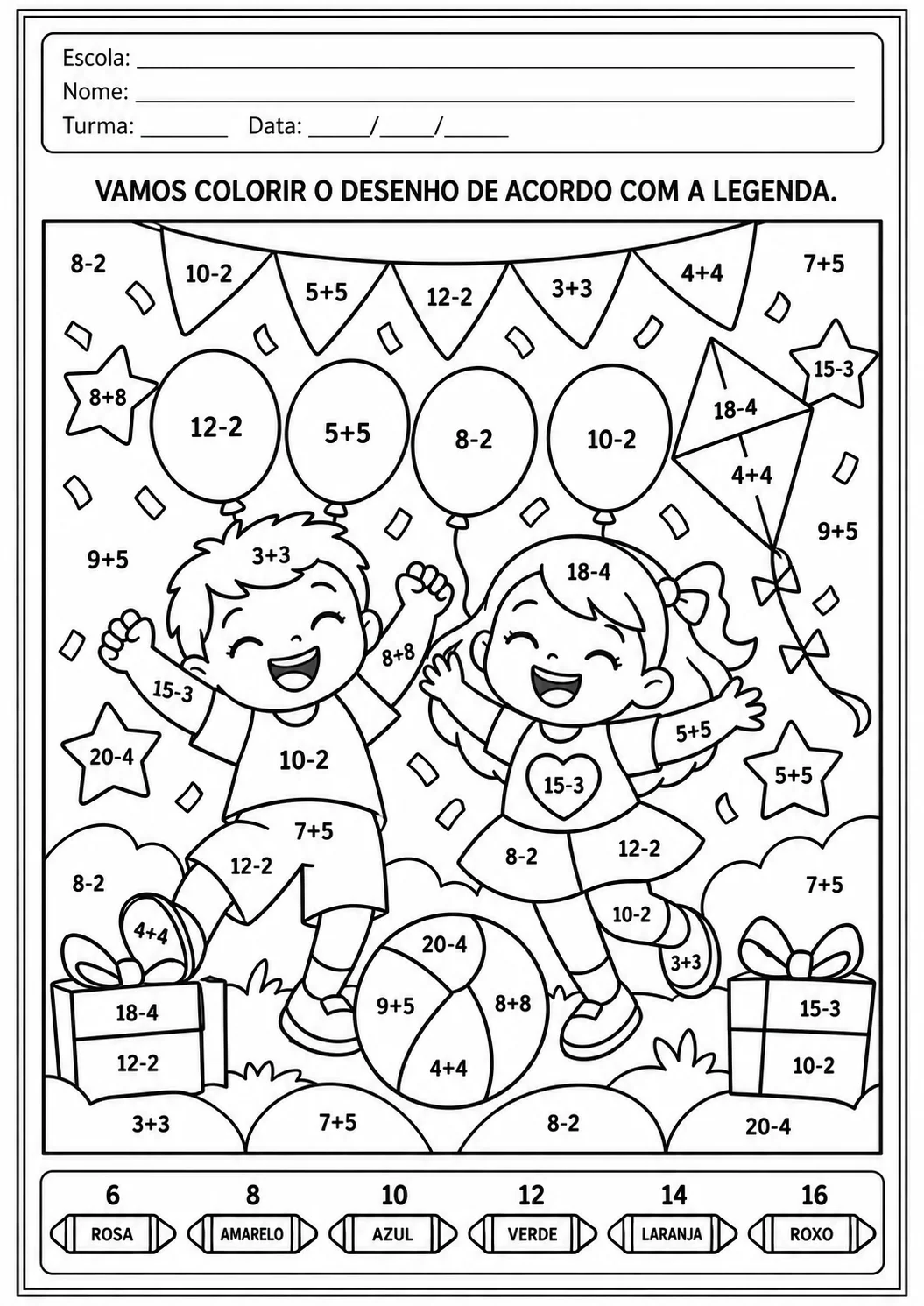 2 ATIVIDADES DE MATEMÁTICA DIA DAS CRIANÇAS. — amostra 3: 🎈 Transcrição para venda — Dia das Crianças: Matemática…