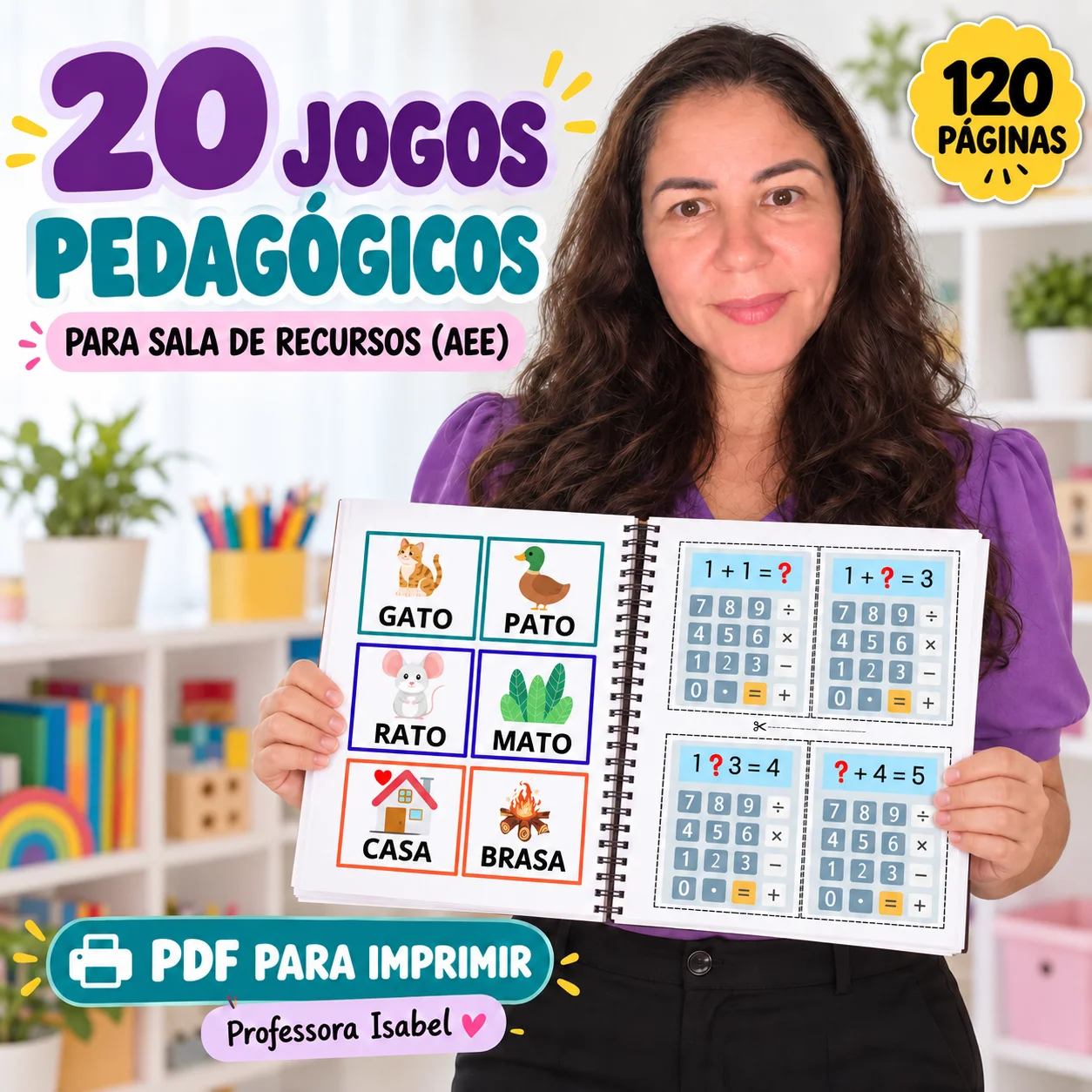 Jogos para Sala de Recursos AEE – 93 páginas PDF para Imprimir — amostra 2: O que desenvolve