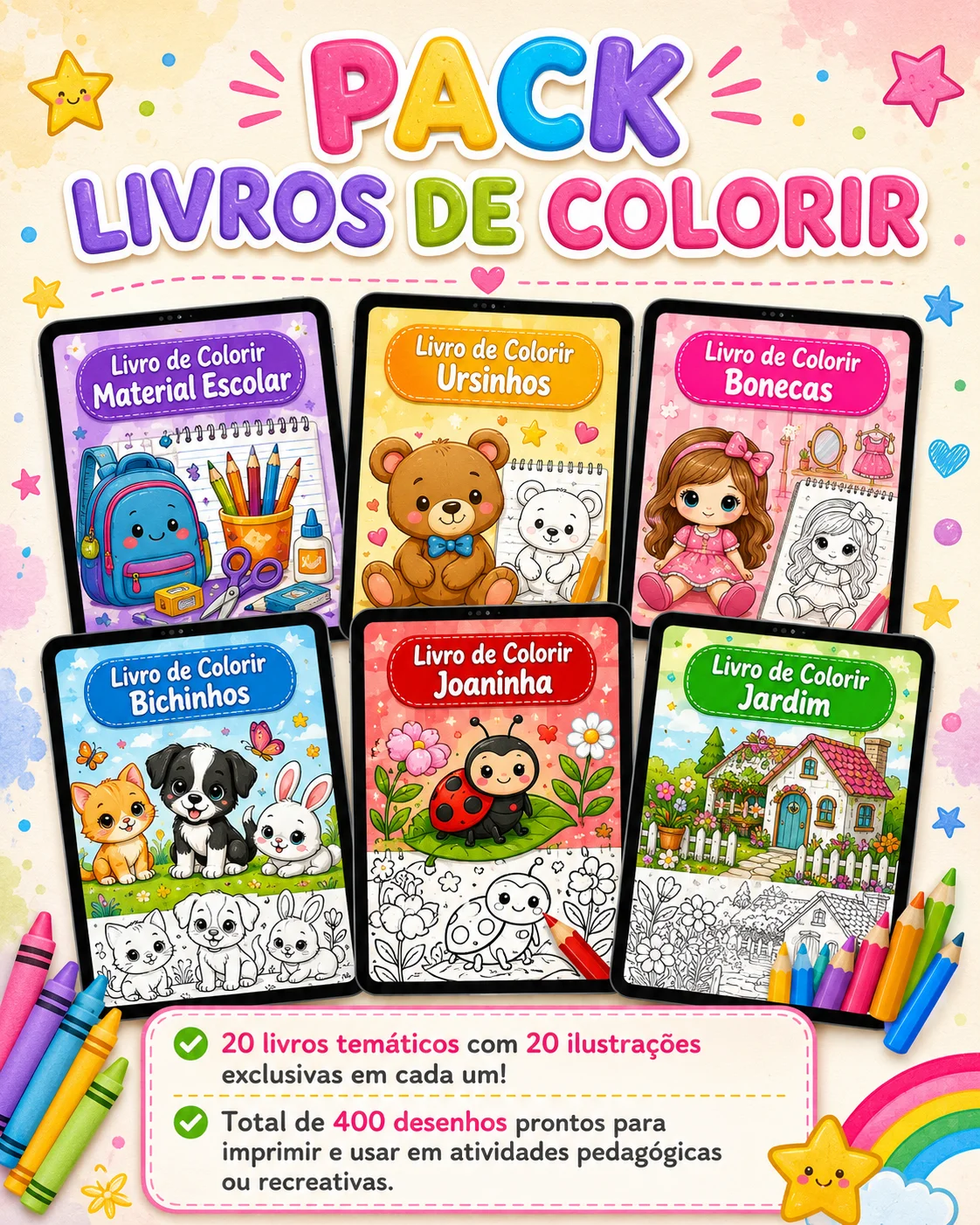 20 livros para colorir – PDF para Imprimir — capa do material