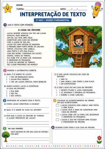 267+ Atividades de Interpretação e Produção de Texto 1º Ao 9º Ano — amostra 2: 📖 LEIA • INTERPRETE • PRODUZA • APRENDA!