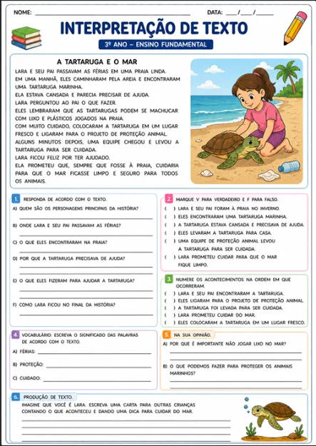 267+ Atividades de Interpretação e Produção de Texto 1º Ao 9º Ano — amostra 4: 📚 267+ atividades de interpretação e…