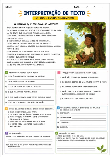 267+ Atividades de Interpretação e Produção de Texto 1º Ao 9º Ano — amostra 6: 📚 267+ atividades de interpretação e…