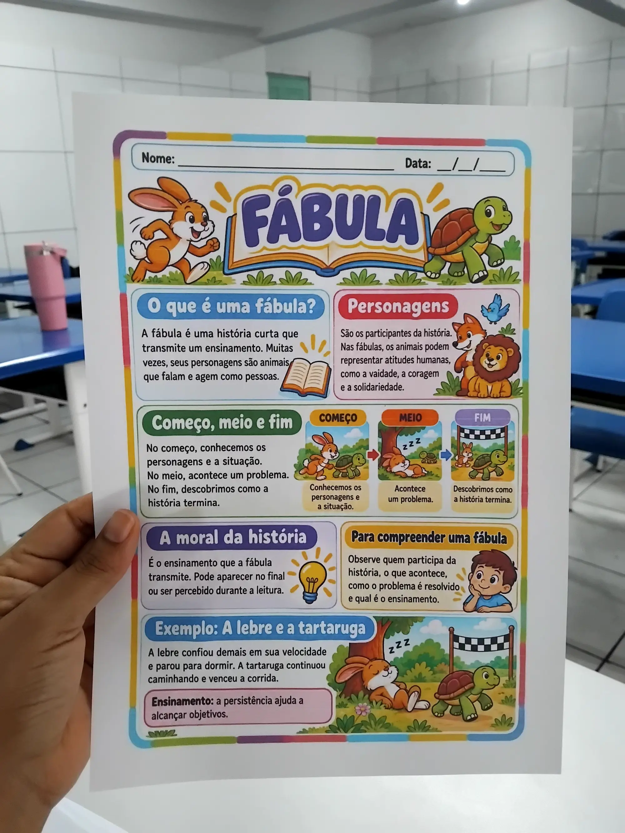 3 Folhinhas de Conceitos de Português | Fábula... — amostra 4: Deixe a revisão de Português mais visual