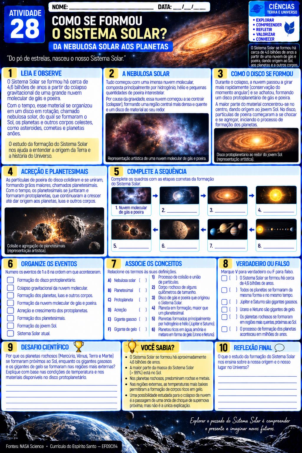 30 Atividades sobre o Sistema Solar - Ciências — amostra 4: Apostila de Ciências para o 9º ano com 30 atividades sobre…