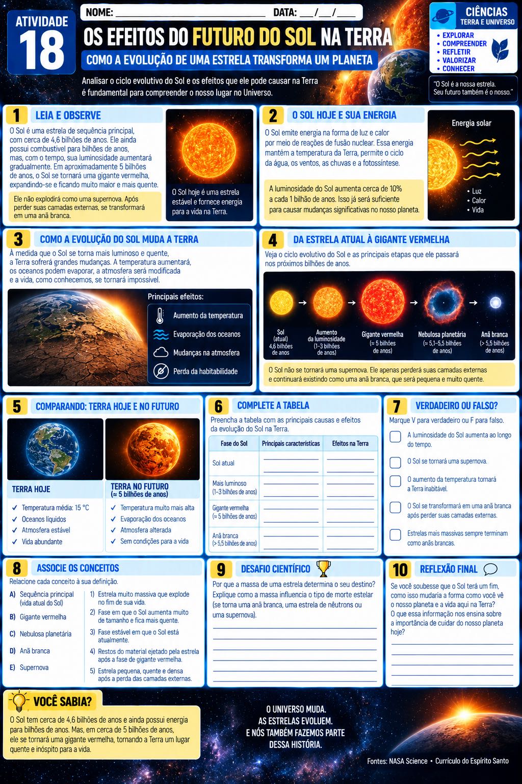 30 Atividades sobre o Sistema Solar - Ciências — amostra 6: Apostila de Ciências para o 9º ano com 30 atividades sobre…