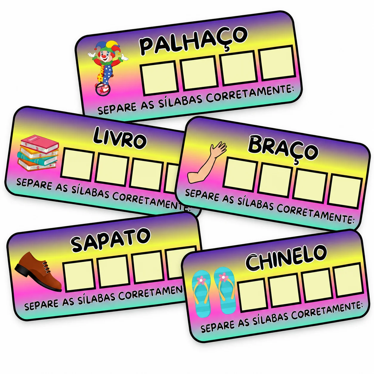 30 Cards de Separação Silábica – Atividade Lúdica de Alfabetização — amostra 2: Transforme o processo de alfabetização em…