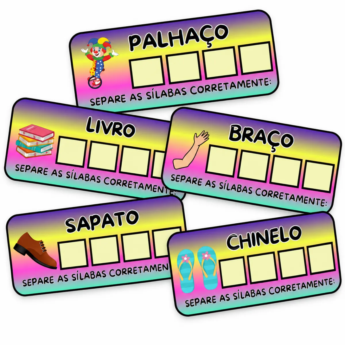 30 Cards de Separação Silábica – Atividade Lúdica de Alfabetização — amostra 2: Indicado para professores da Educação…