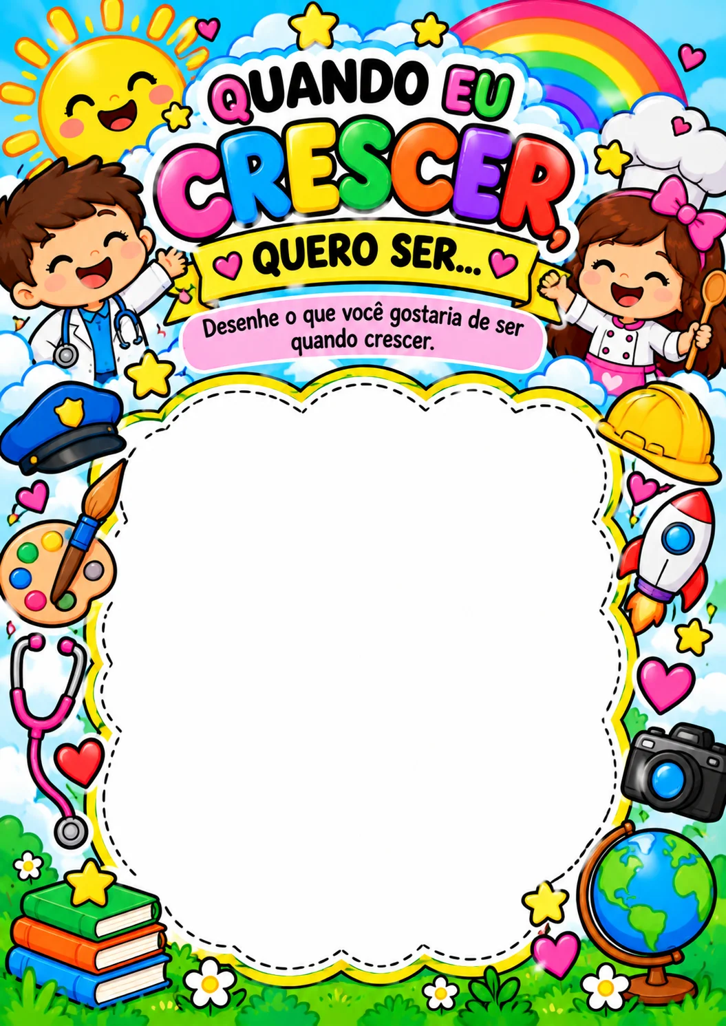 🌈 4 Atividades Criativas – Dia das Crianças — Alfabetização para Educação Infantil: 🎨 Atividades para desenhar, imaginar…