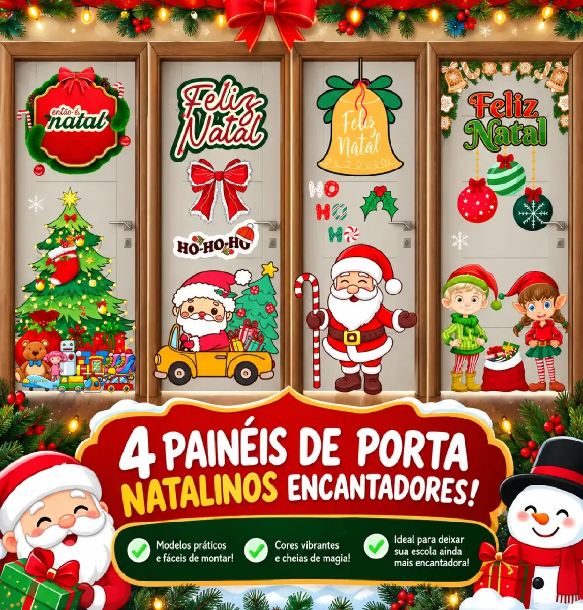 🎄✨ 4 Painéis de Porta Natalinos Encantadores! 🎅🎁 — Datas comemorativas para Todas as séries: 🎄 Decore sua escola para o…