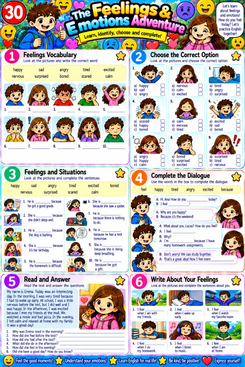 40 Atividades de Inglês Ilustradas- English quest — amostra 5: Uma coleção com 40 atividades ilustradas de inglês,…