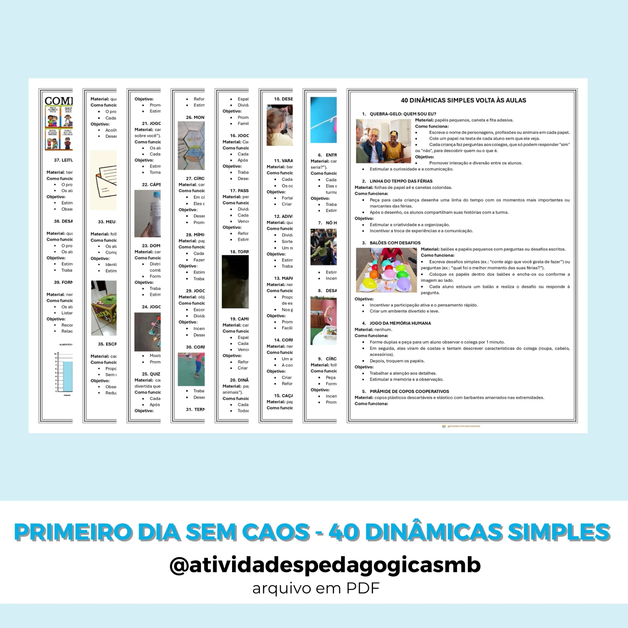 40 Dinâmicas de Volta às Aulas para Professores (PDF) — capa do material