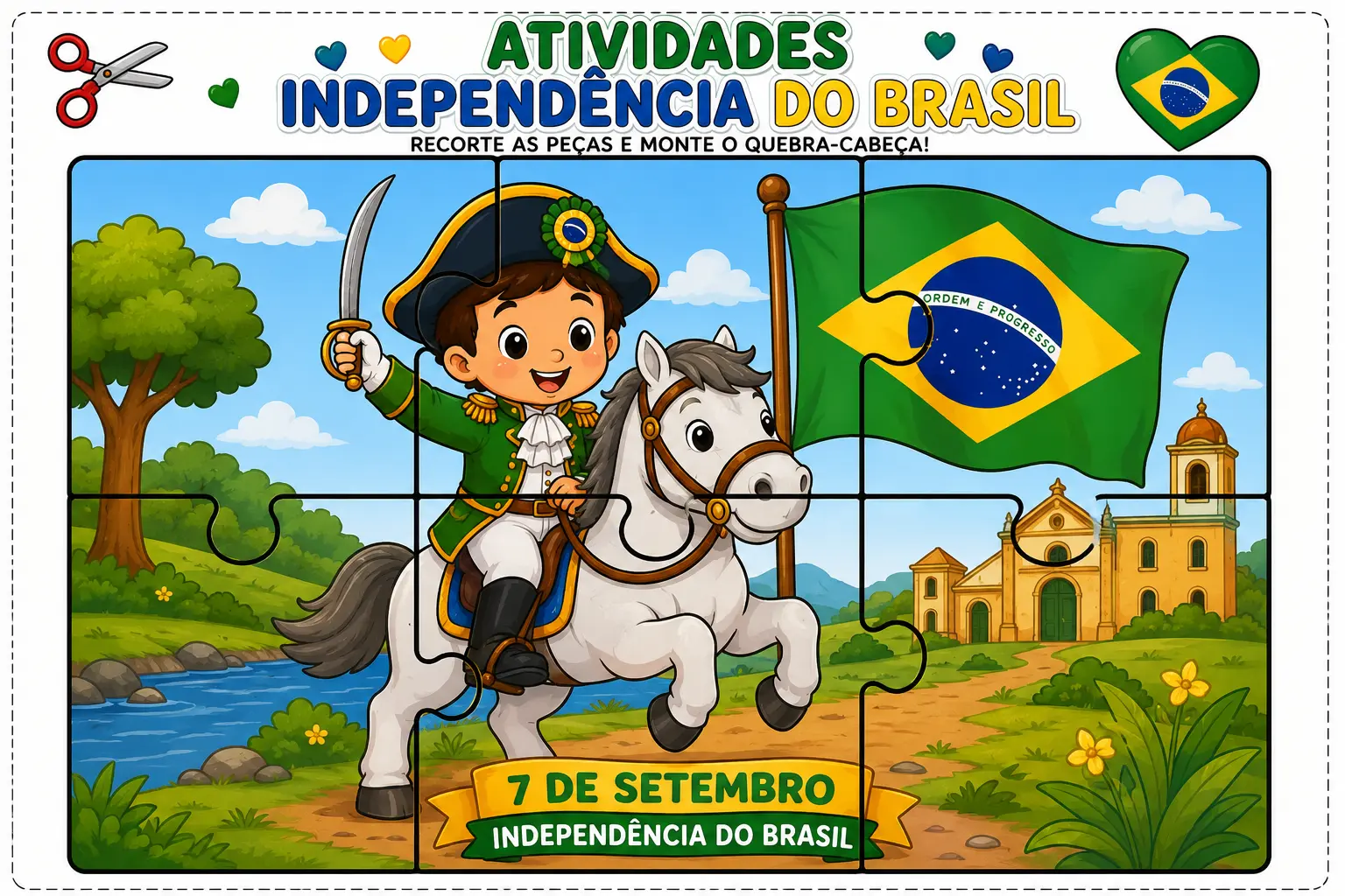 5 ATIVIDADES DE MATEMÁTICA – INDEPENDÊNCIA DO BRASIL ED. INFANTIL 💚💛 — amostra 1: 🇧🇷✂️ 5 ATIVIDADES DE MATEMÁTICA –…