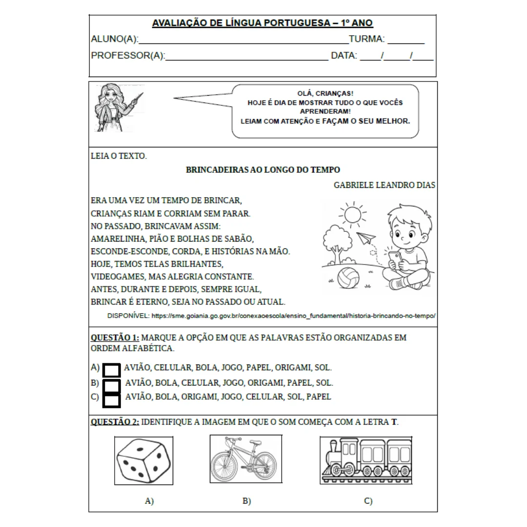 5 AVALIAÇÕES PARA O 1º ANO (AVALIAÇÃO DIVERSOS GÊNEROS) — amostra 3: 5 AVALIAÇÕES PRONTAS, SOMENTE PARA IMPRIMIR 5 AVALIAÇÕES PARA O 1º ANO (AVALIAÇÃO DIVERSOS GÊNEROS) — amostra 3: 5 AVALIAÇÕES PRONTAS, SOMENTE PARA IMPRIMIR