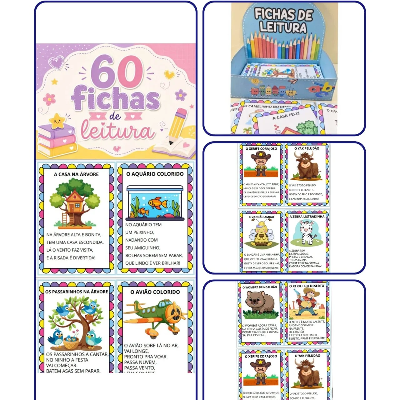 60 FICHAS DE LEITURA ed infantiao 3° Ano anos iniciais / ref. escolar — amostra 5: O Kit 60 Fichas de Leitura traz textos…