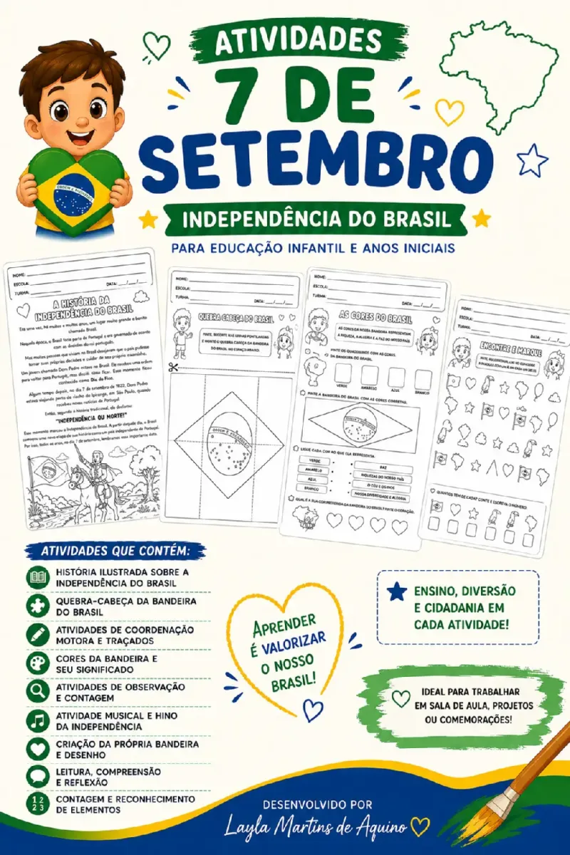 7 de Setembro: 15 Atividades sobre a Independência do Brasil — Alfabetização para Educação Infantil: 15 atividades lúdicas…