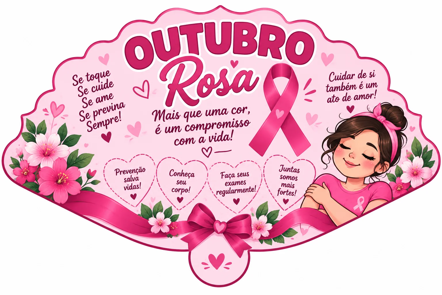 8 Modelos de Leque Outubro Rosa – PDF Educação Infantil Fundamental — amostra 1: O que vem no material