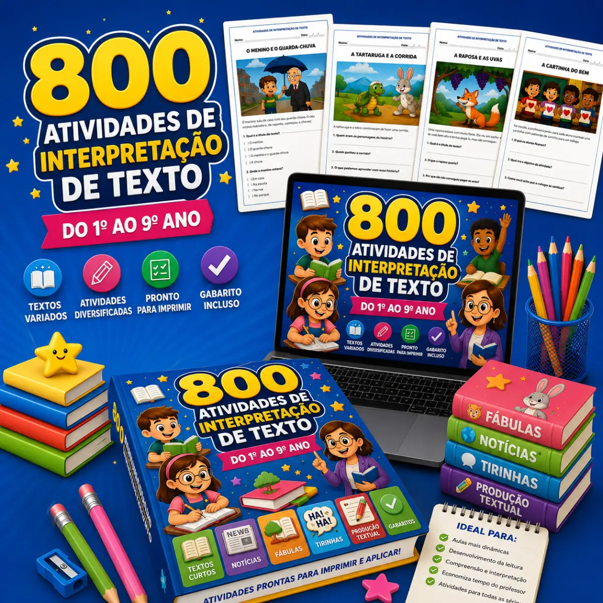 800 Atividades de Interpretação de Texto — Apostilas para Todas as séries: 📚 Coletânea de atividades de ortografia e…