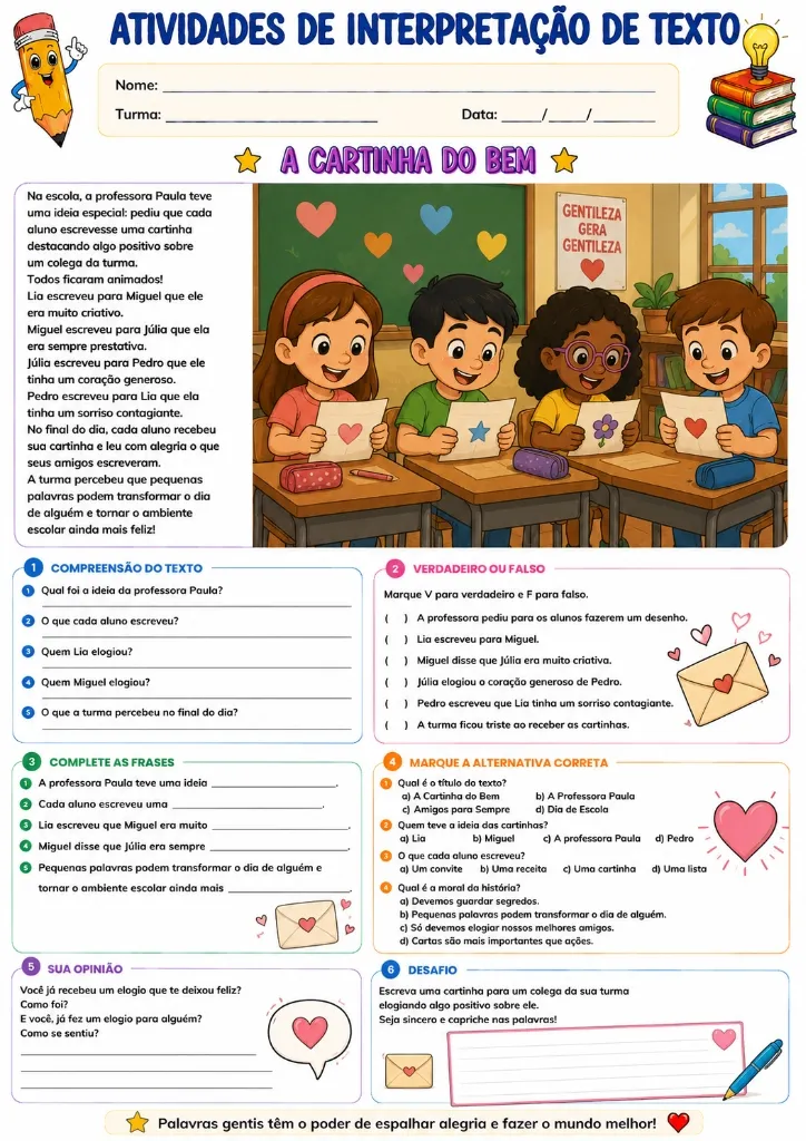 800 Atividades de Interpretação de Texto — amostra 1: 📚 Coletânea de atividades de ortografia e colorir com textos,…