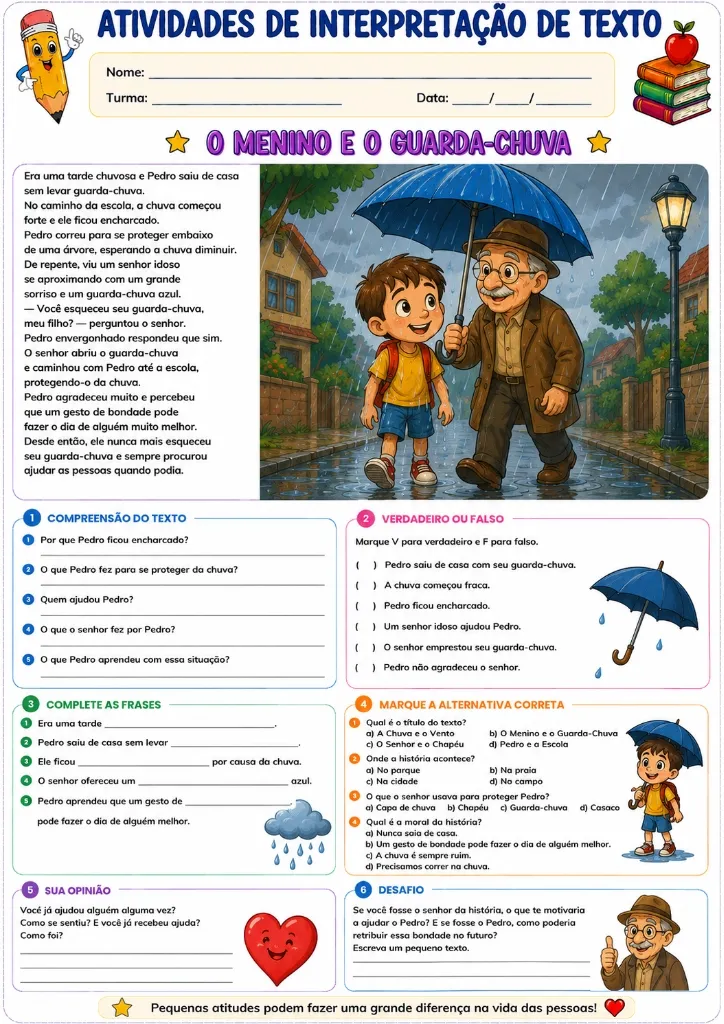 800 Atividades de Interpretação de Texto — amostra 6: 📚 Coletânea de atividades de ortografia e colorir com textos,…