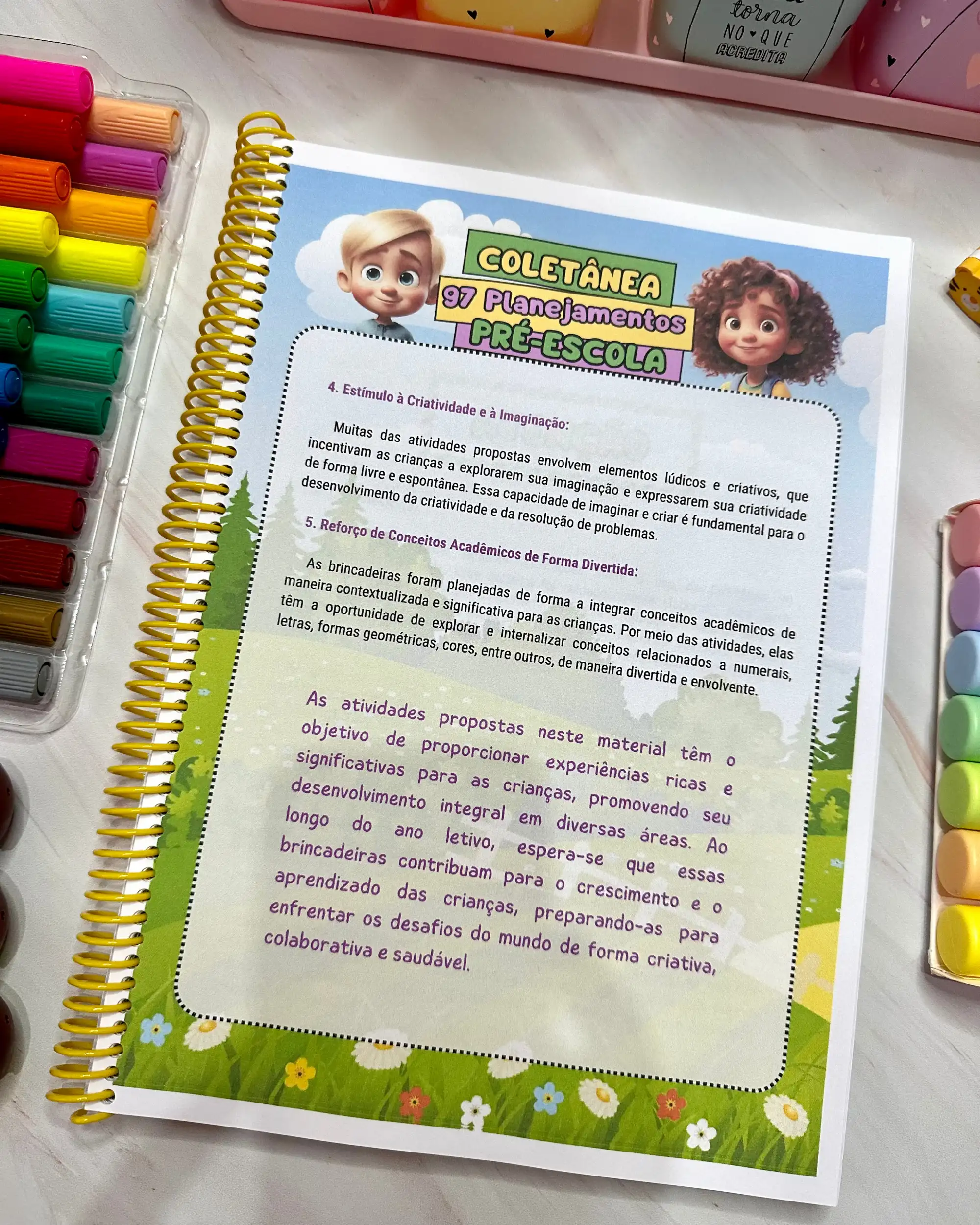 90 Planejamentos para Pré-Escola – Editáveis no Canva — amostra 2: Como usar em sala de aula