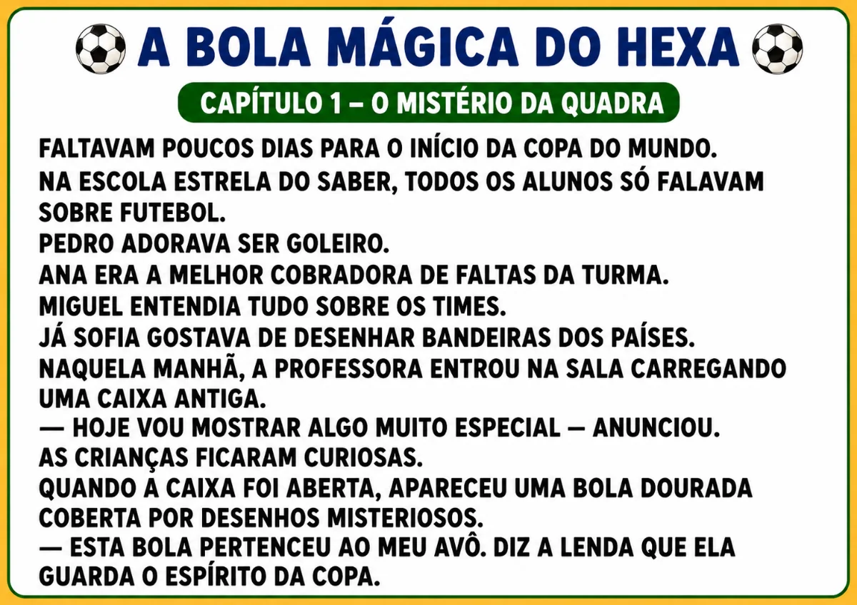 ⚽🏆✨ A BOLA MÁGICA DO HEXA – KIT COMPLETO DE LEITURA E INTERPRETAÇÃO. — amostra 3: ⚽🏆✨ A BOLA MÁGICA DO HEXA – KIT… ⚽🏆✨ A BOLA MÁGICA DO HEXA – KIT COMPLETO DE LEITURA E INTERPRETAÇÃO. — amostra 3: ⚽🏆✨ A BOLA MÁGICA DO HEXA – KIT…