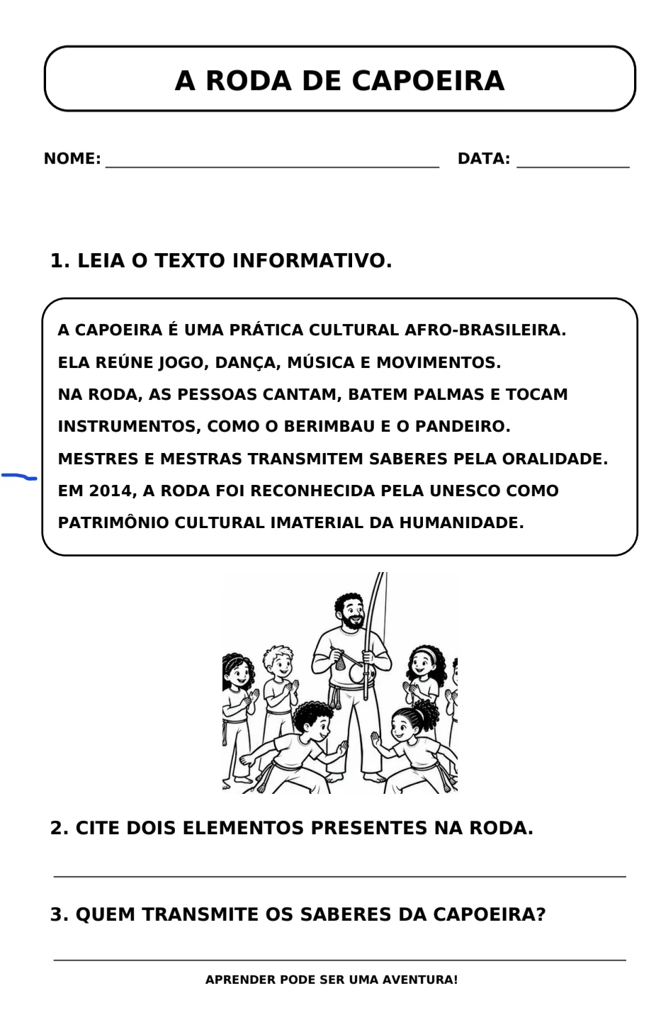 A capoeira patrimônio imaterial do nosso Brasil. — Português para 3º ano: Explore a Consciência Negra com 5 atividades…
