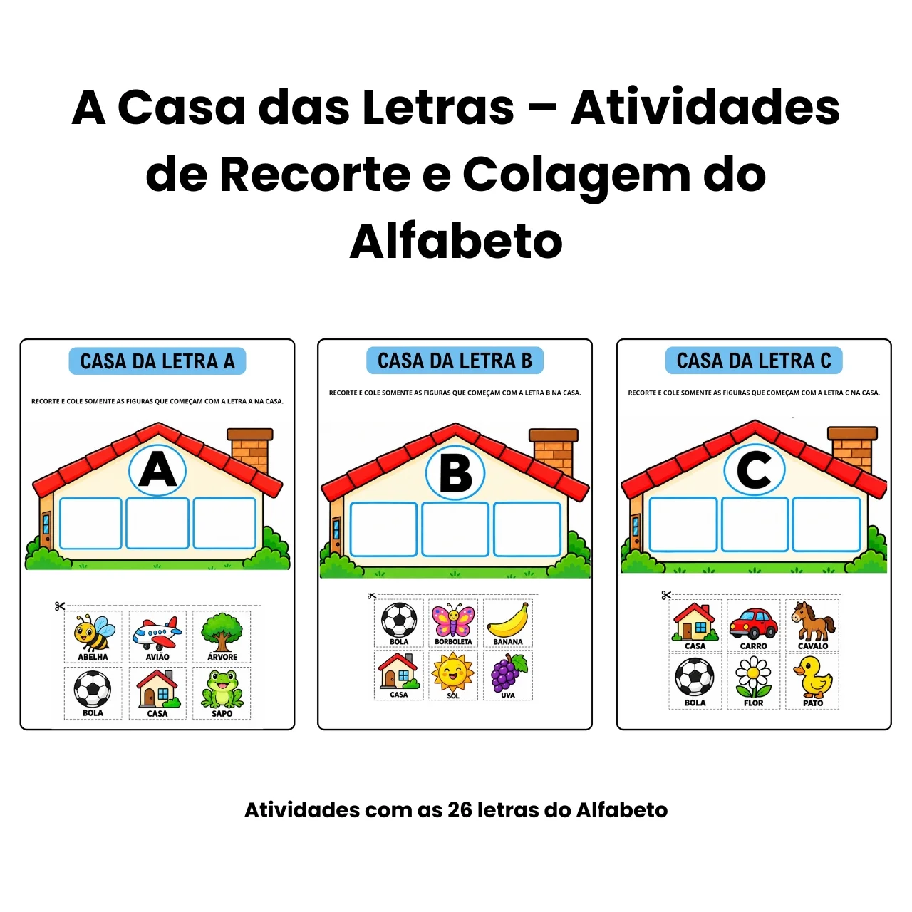 Atividades com Letra Inicial – Casa das Letras para Recortar e Colar — amostra 3: Para quem é indicado: