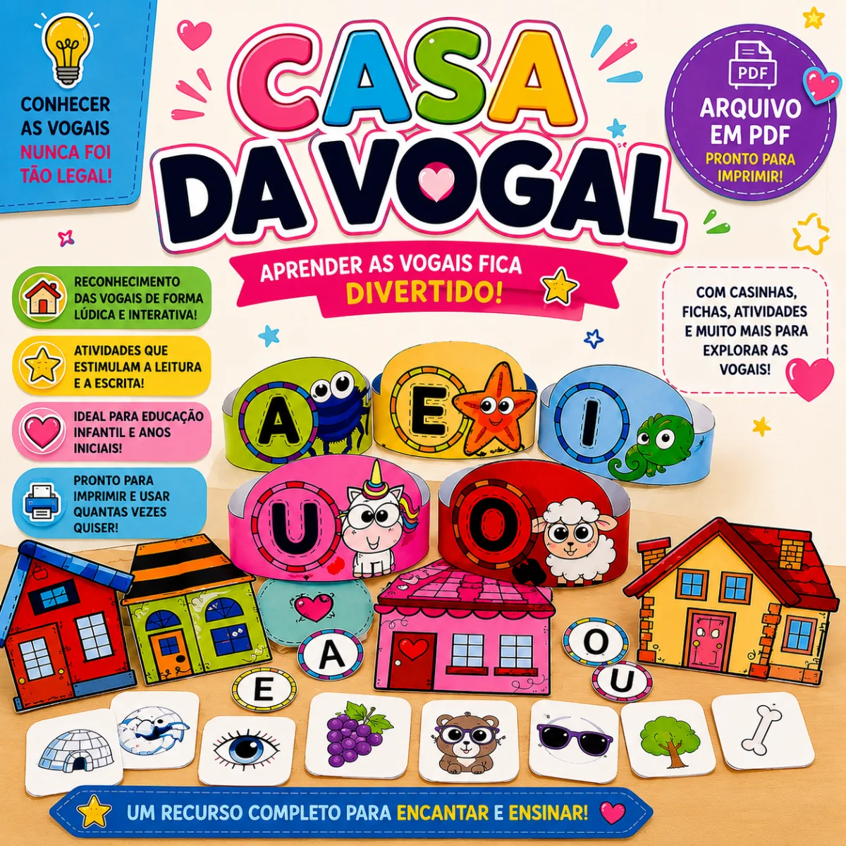A Casa das Vogais – Atividade Lúdica de Alfabetização — Alfabetização para Educação Infantil: Casa das Vogais: atividade…