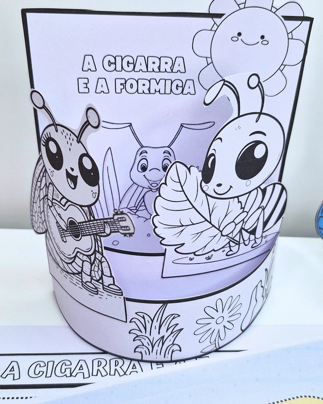 A Cigarra e a Formiga: Atividades de Português com cenária — amostra 7: Atividades de interpretação de texto com a fábula A…